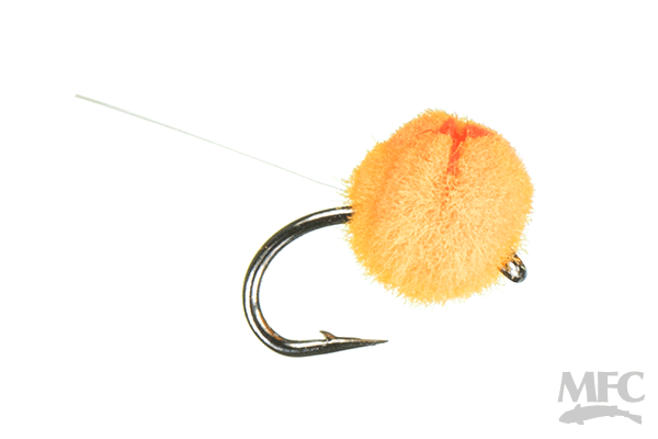 Flashtail Egg, Orange, single fly side view on white