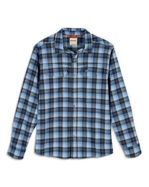 SIMMS GALLATIN FLANNEL SHIRT - KENNEBEC PLAID: STEEL BLUE