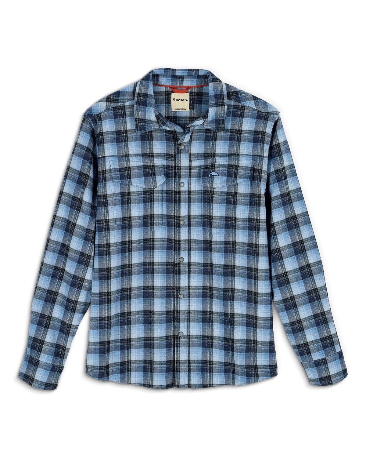 SIMMS GALLATIN FLANNEL SHIRT - KENNEBEC PLAID: STEEL BLUE