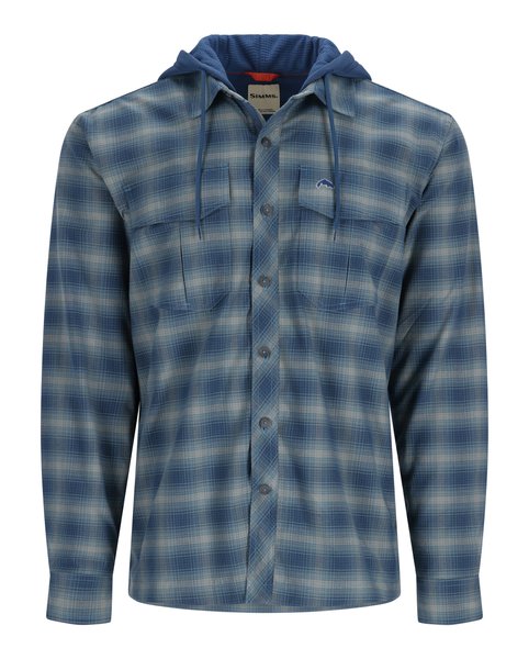 Simms Men's Fishing Shirt Blue Plaid long sleeve sz XL