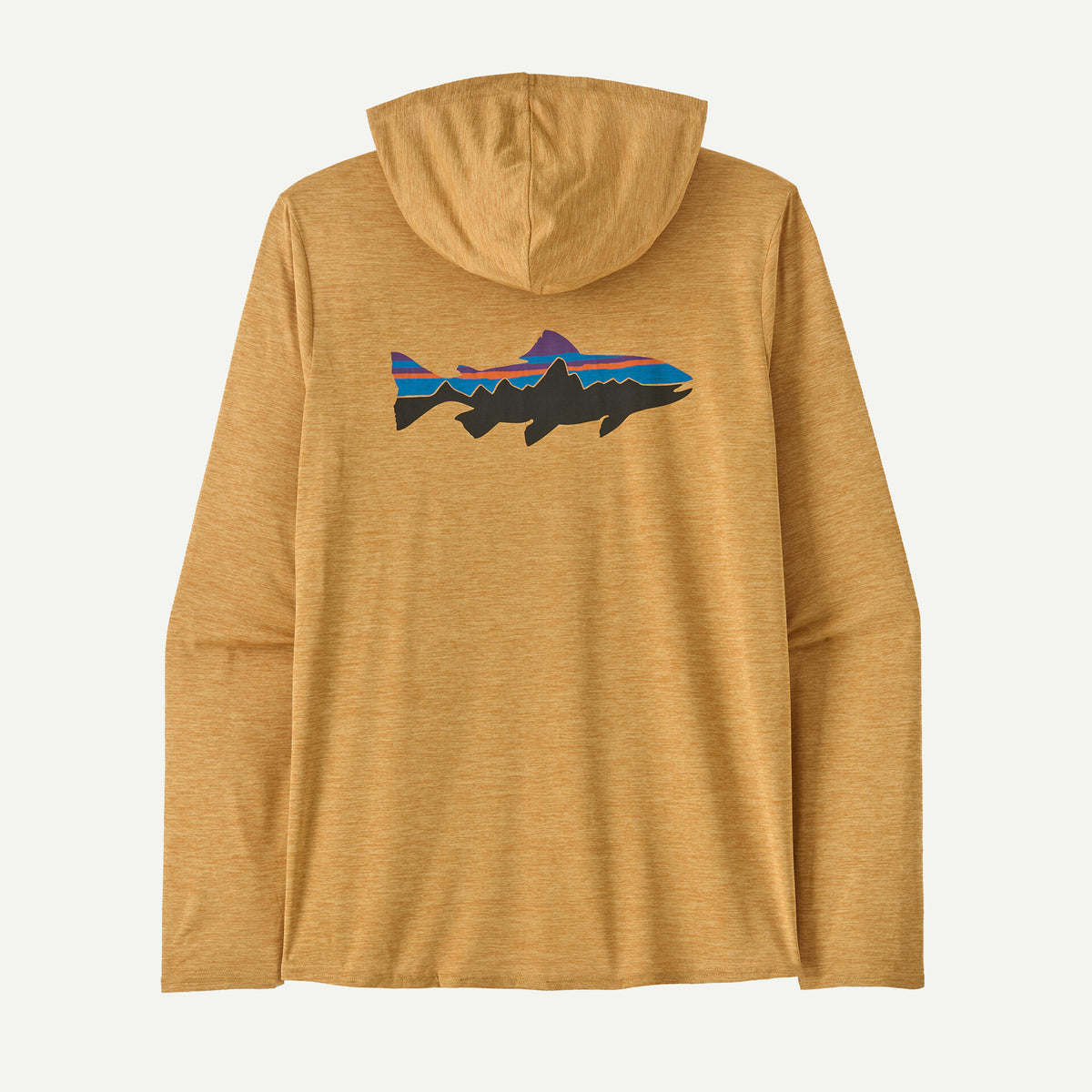 Patagonia Capilene Cool Daily Graphic Hoody - Fitz Roy Trout: Beeswax Tan X-Dye