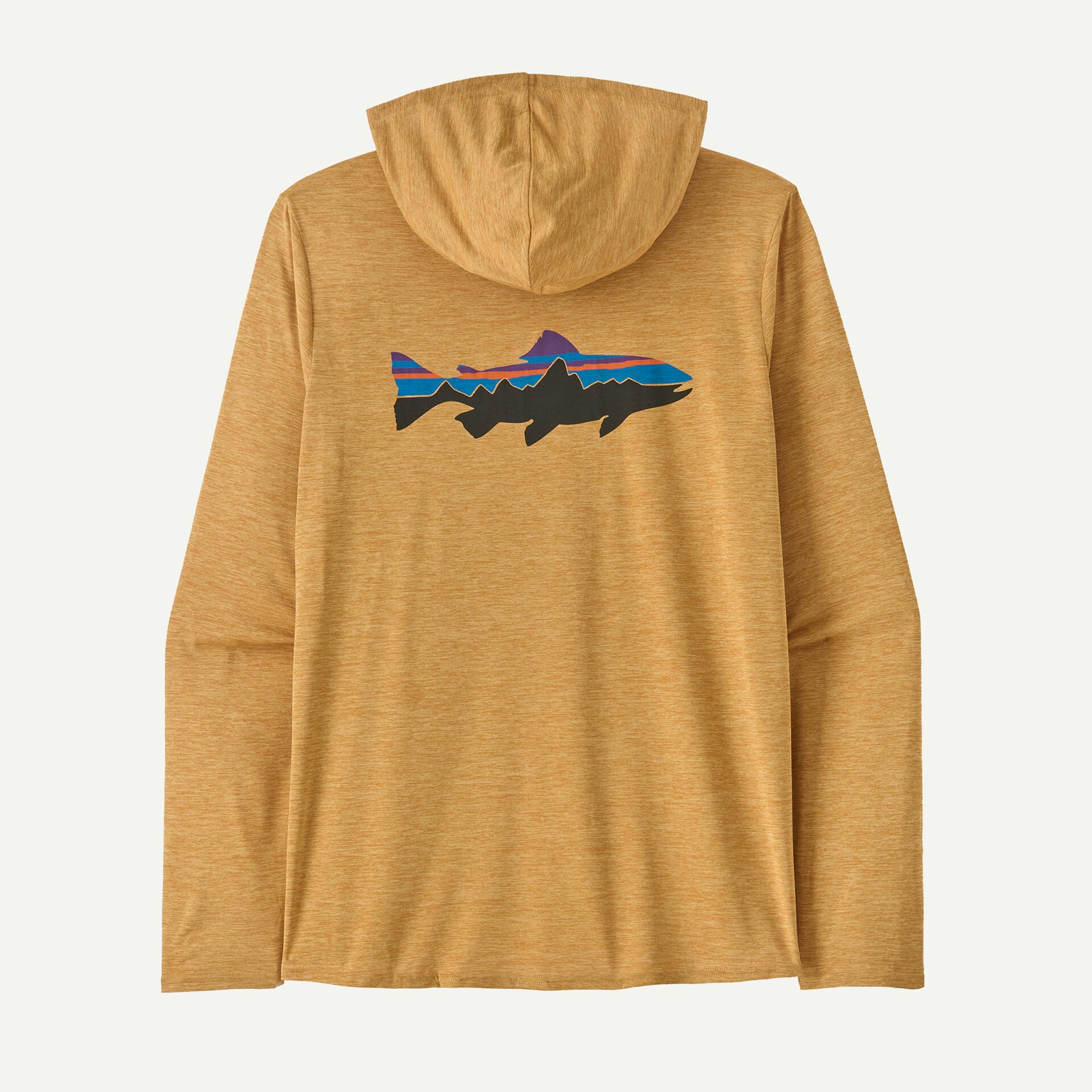 Patagonia Capilene Cool Daily Graphic Hoody - Fitz Roy Trout: Beeswax Tan X-Dye