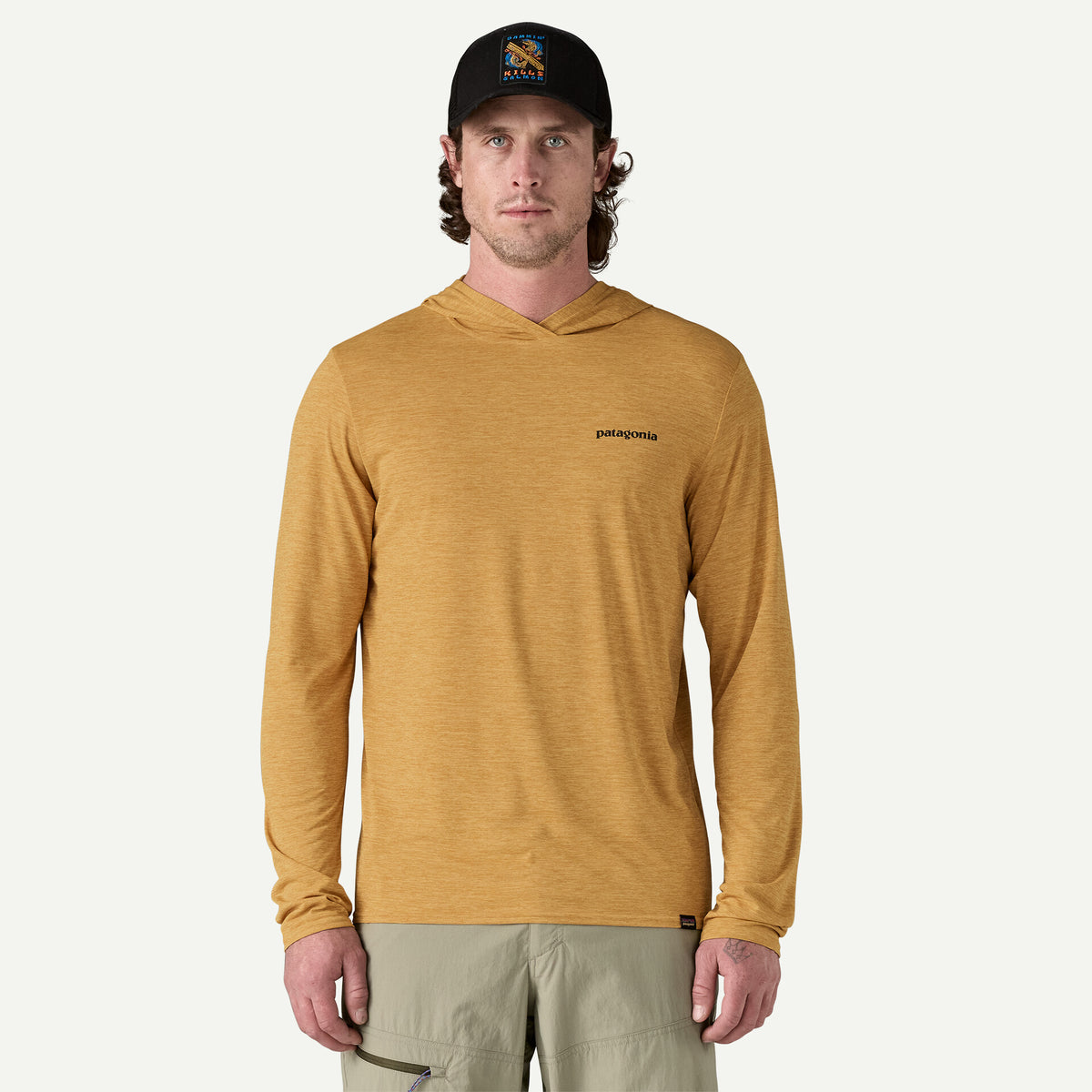 Patagonia Capilene Cool Daily Graphic Hoody - Fitz Roy Trout: Beeswax Tan X-Dye