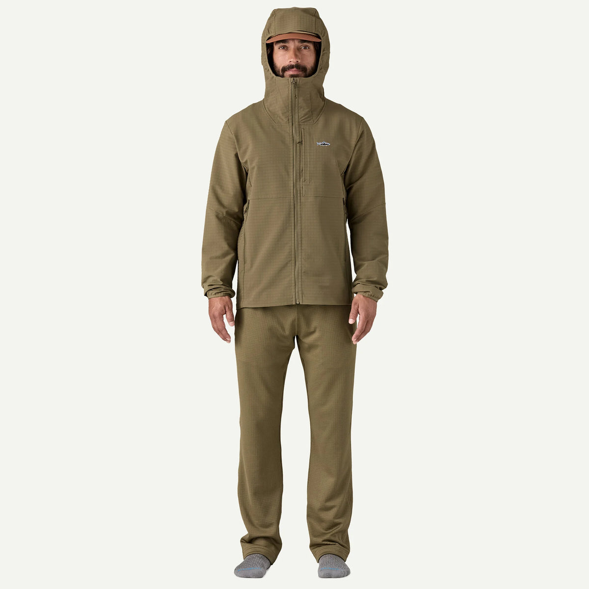 Patagonia R1 TechFace Fitz Roy Trout Hoody - Dark Ash