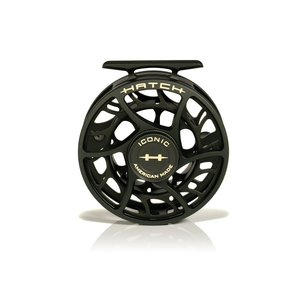 Hatch Iconic Fly Reel - 5+ Large Arbor - Gargoyle Green