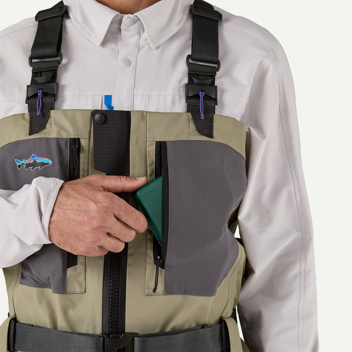 Patagonia Swiftcurrent Traverse Zip Front Waders - River Rock Green