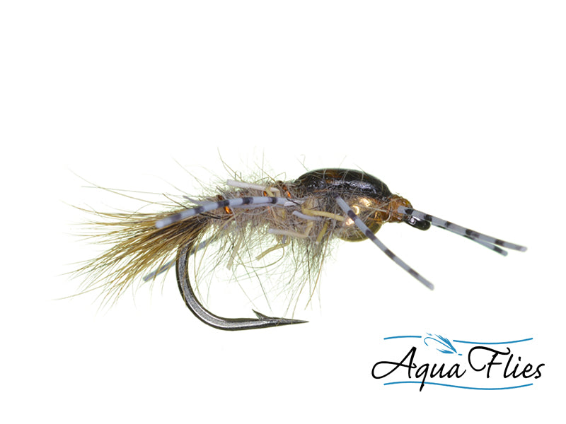 Aqua Beadhead Rubber Leg Flashback Hare&#39;s Ear Fly #6