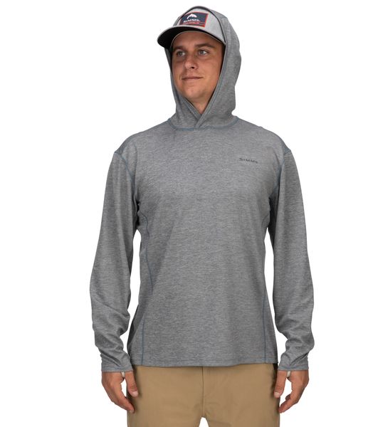 Simms Bugstopper Hoody Steel Heather Hood On