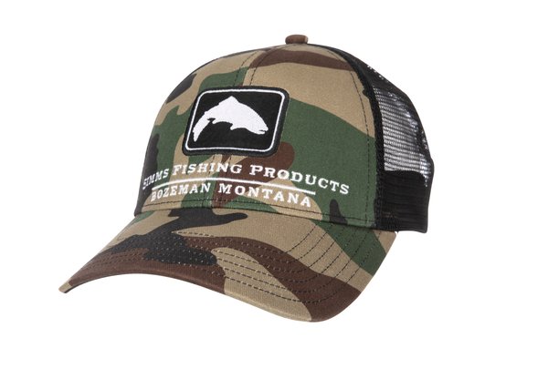 Simms Trout Icon Trucker Hat Woodland Camo