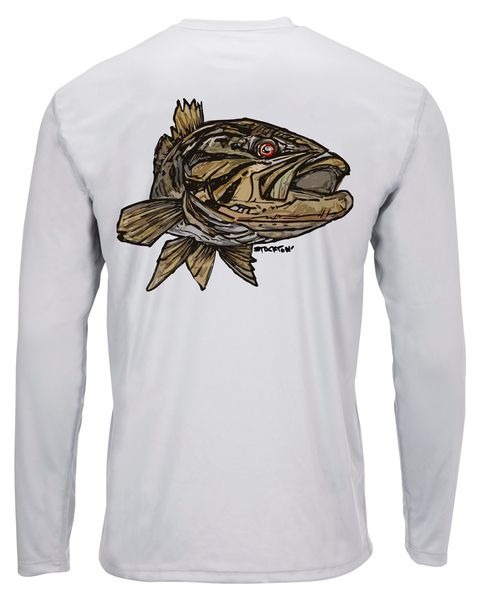 Simms Musky Face Steel Blue Solar Tech Tee - Lake Collection