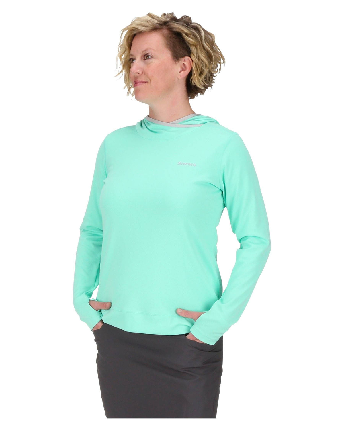 Simms WS Solarflex Ultracool Hoody Aruba on body front