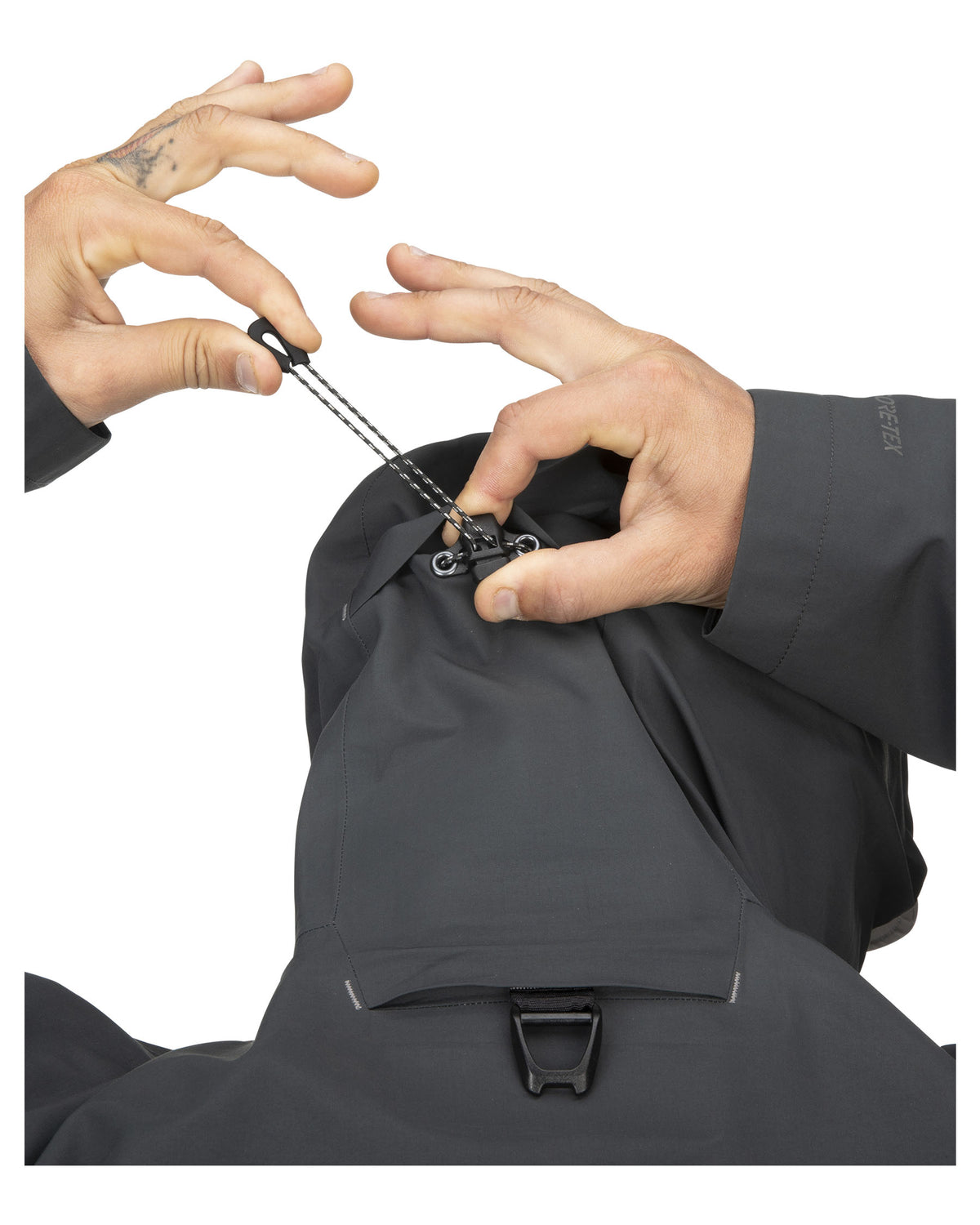 Simms Guide Classic Jacket Carbon Drawcord on Hood