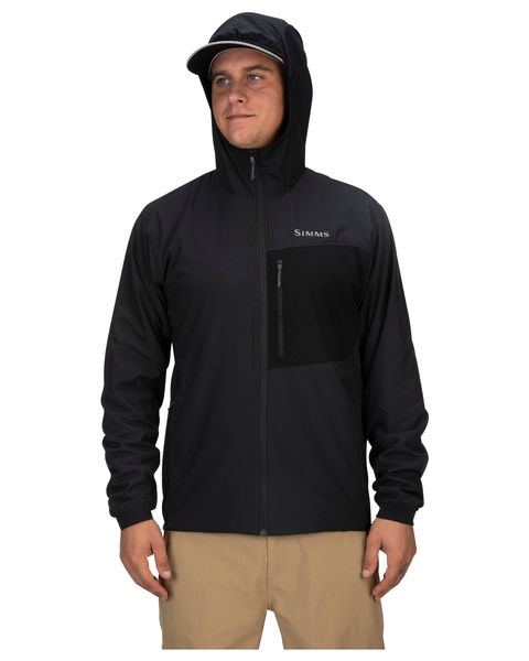 Simms Flyweight Access Jacket Black On Body with Hood