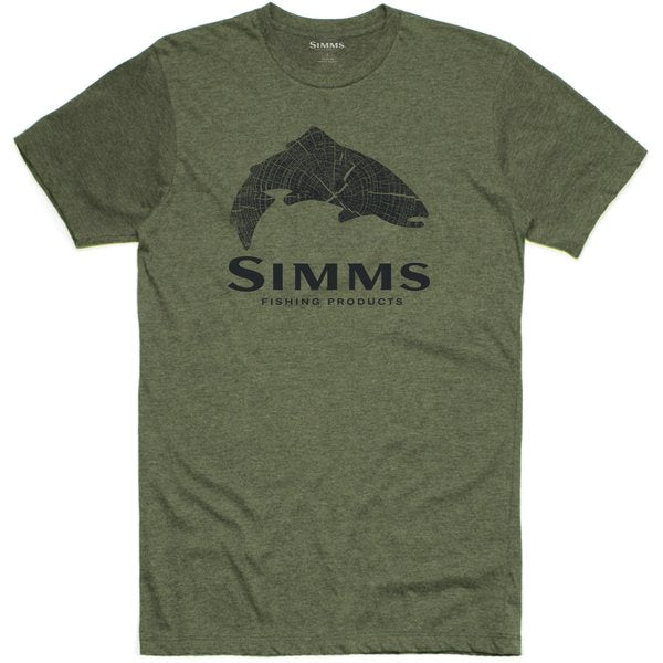 Simms Men's Wood Trout Fill T-Shirt - Military Heather,XL
