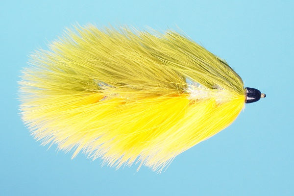 Galloup's Mini Bangtail T & A Streamer- olive/yellow