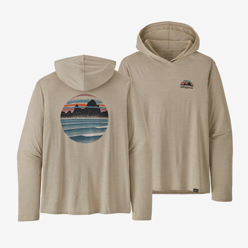 Patagonia Men's Capilene Cool Daily Graphic Hoody - Relaxed Fit - Lands and Waters: Light Plume Grey
