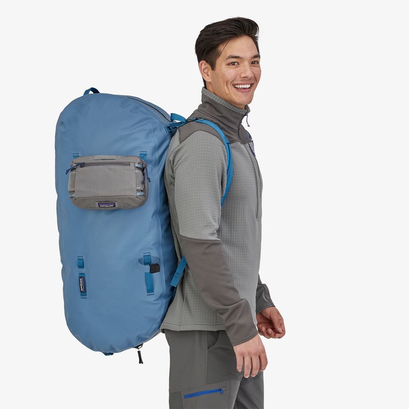 patagonia duffel 80l Guidewater Submersible Duffle Bag 49170 hydrophobic shoulder straps double as a top grab handle and do not absorb or retain water Patagonia Guidewater 80L Duffel Bag