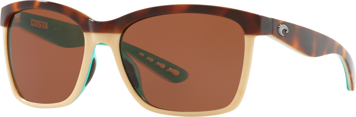 Costa Anaa Sunglasses Shiny Retro Tort/Cream/Mint Frame Copper 580 Polycarbonate 