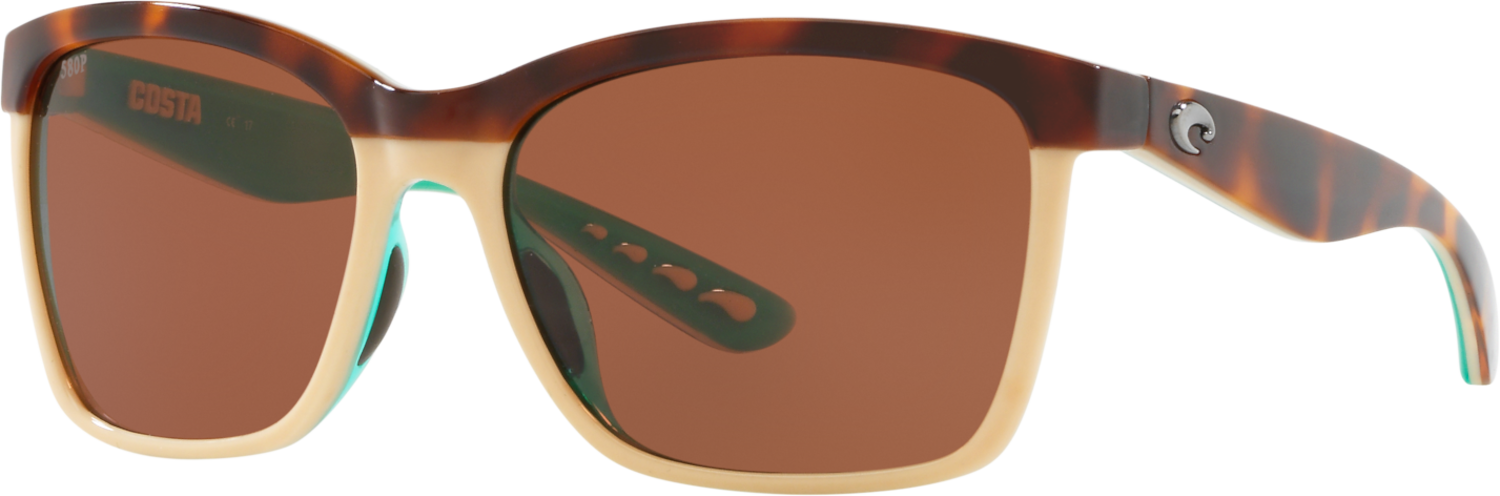 Costa Anaa Sunglasses Shiny Retro Tort/Cream/Mint Frame Copper 580 Polycarbonate 