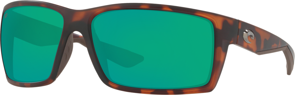 Costa Reefton Sunglasses Matte Retro Tortoise Frame Green Mirror 580 Polycarbonate 