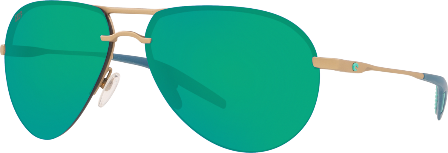 Costa Helo Sunglasses Matte Champagne + Deep Blue/Turquoise Green Mirror 580 Polycarbonate 