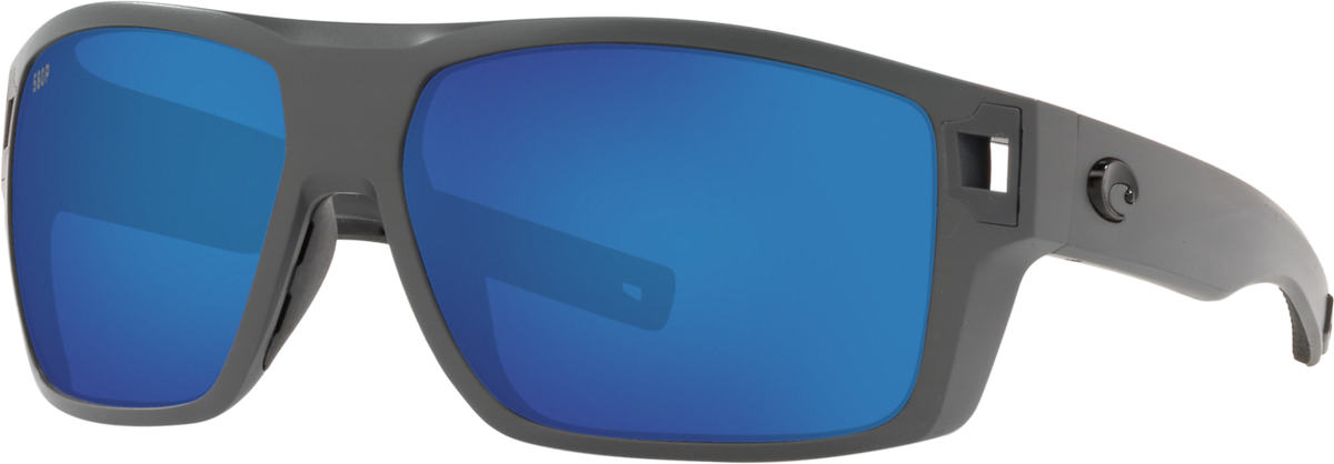 Costa Diego Sunglasses Matte Gray Blue Mirror 580 Polycarbonate 