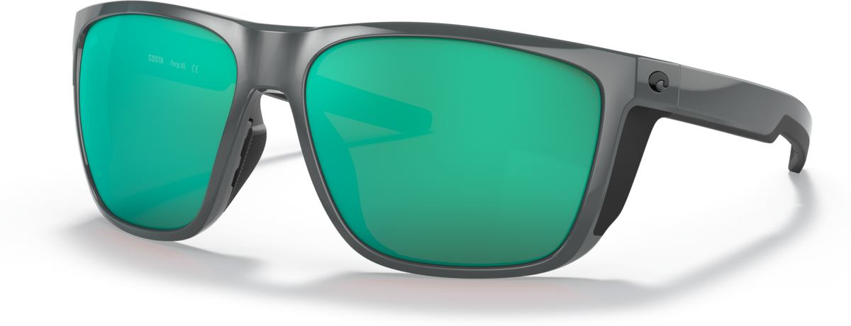 Costa Ferg XL Sunglasses Shiny Grey Green Mirror 580 Glass