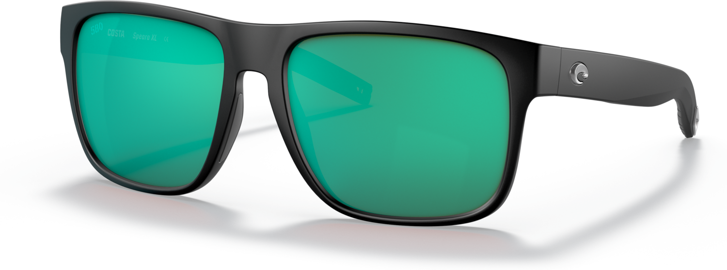 Costa Spearo XL Sunglasses Matte Black Green Mirror 580 Glass