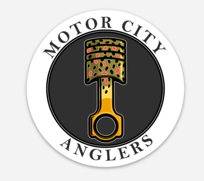 Motor City Anglers Logo Brown Trout Circle With Text