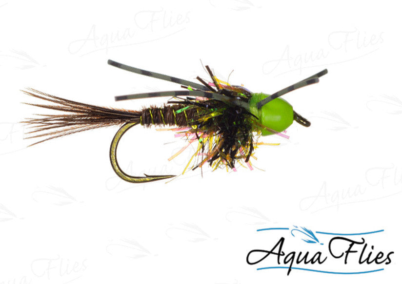 Green Hot Cone Stone Rubber Legs Fly