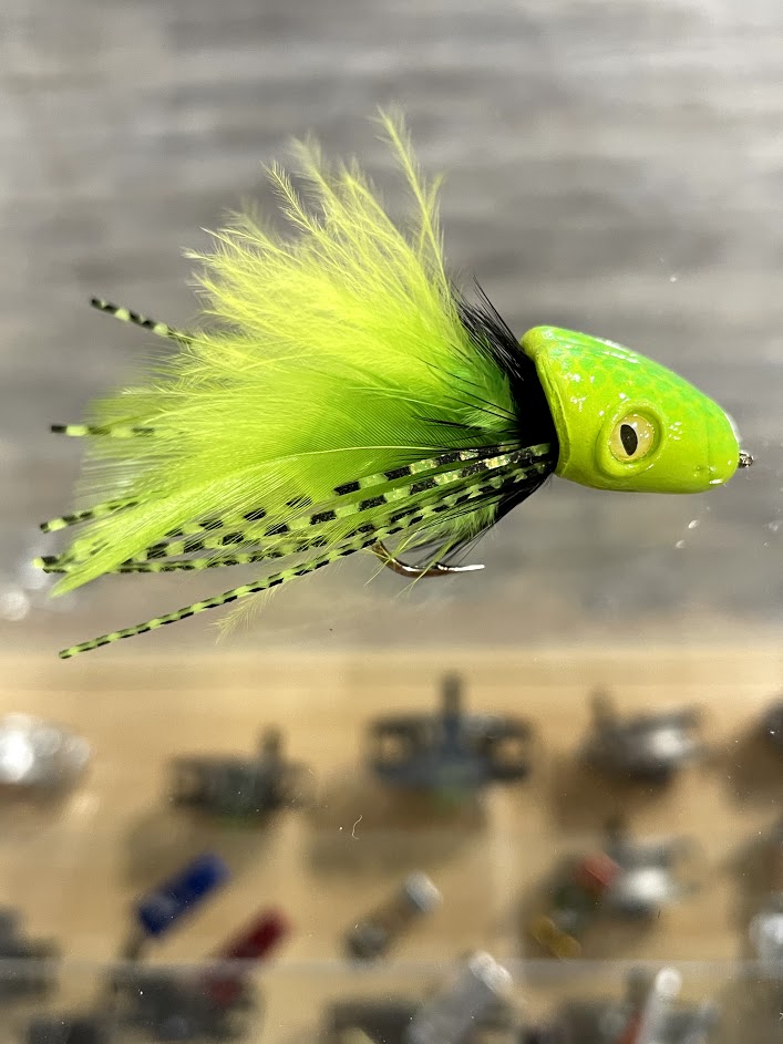 Flymen Double Barrel Slider Popper Fly Yellow Chartreuse