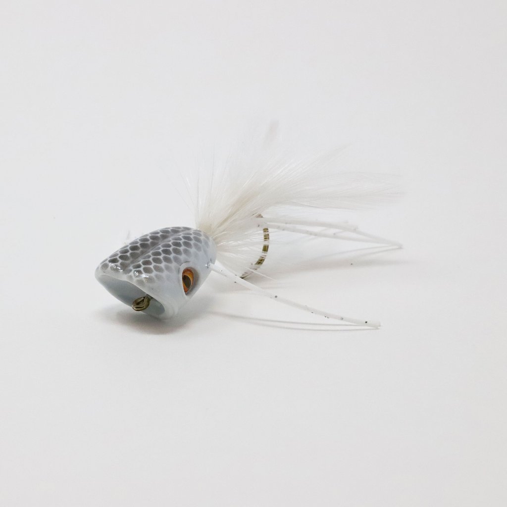 Double Barrel Bass Bug Popper Fly White