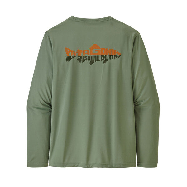Patagonia Cap Cool Daily Fish Graphic Shirt L/S Wild Waterline: Sedge Green