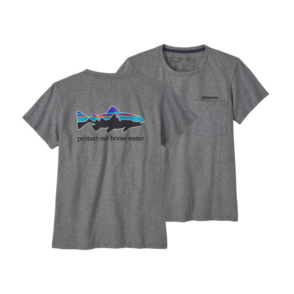 Patagonia Women&#39;s Home Water Trout Pocket Responsibili Tee Gravel Heather
